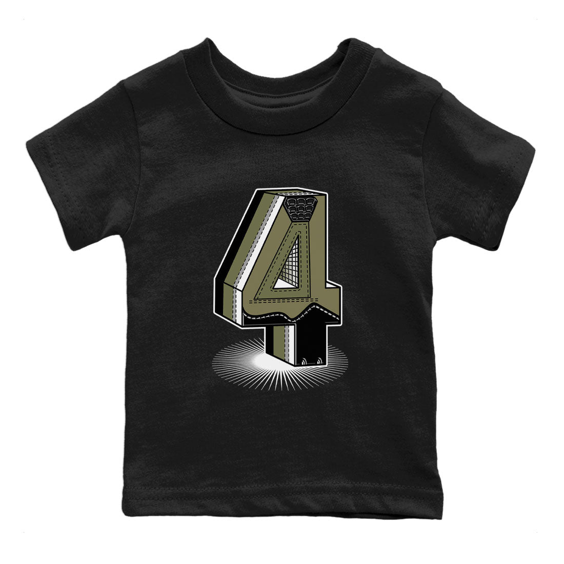 AJ4 Medium Olive shirt to match jordans Number Statue sneaker tees Air Jordan 4 Retro Medium Olive SNRT Sneaker Release Tees Baby Toddler Black 2 T-Shirt
