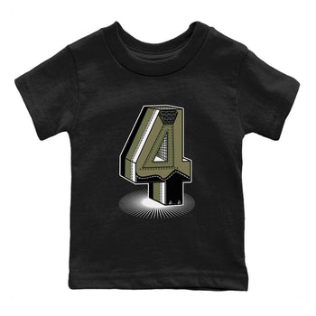 AJ4 Medium Olive shirt to match jordans Number Statue sneaker tees Air Jordan 4 Retro Medium Olive SNRT Sneaker Release Tees Baby Toddler Black 2 T-Shirt