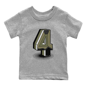 AJ4 Medium Olive shirt to match jordans Number Statue sneaker tees Air Jordan 4 Retro Medium Olive SNRT Sneaker Release Tees Baby Toddler Heather Grey 2 T-Shirt