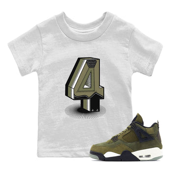 AJ4 Medium Olive shirt to match jordans Number Statue sneaker tees Air Jordan 4 Retro Medium Olive SNRT Sneaker Release Tees Baby Toddler White 1 T-Shirt