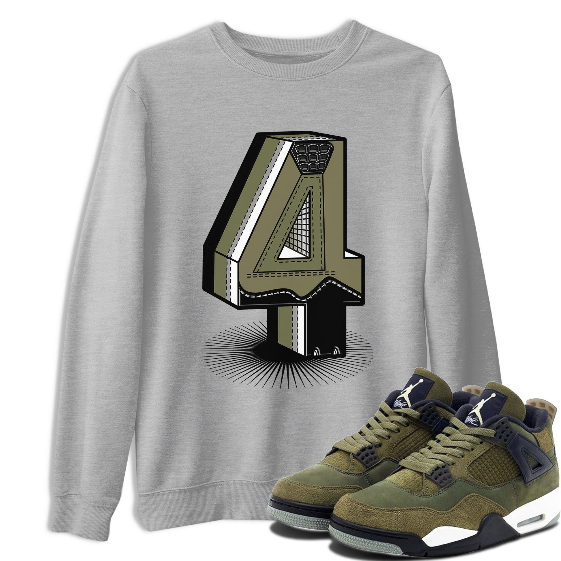 AJ4 Medium Olive shirt to match jordans Number Statue sneaker tees Air Jordan 4 Medium Olive SNRT Sneaker Release Tees Unisex Heather Grey 1 T-Shirt