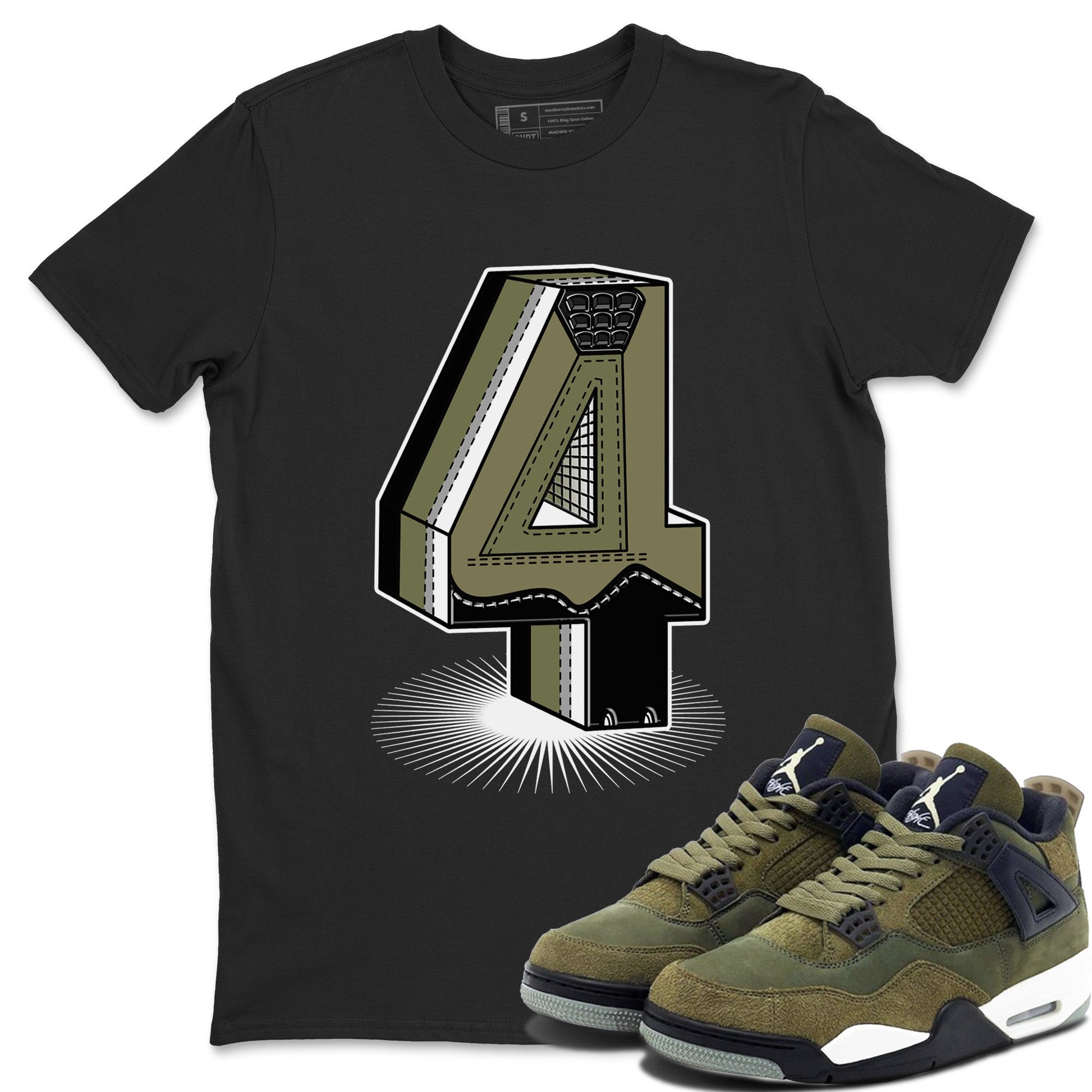 AJ4 Medium Olive shirt to match jordans Number Statue sneaker tees Air Jordan 4 Medium Olive SNRT Sneaker Release Tees Unisex Black 1 T-Shirt