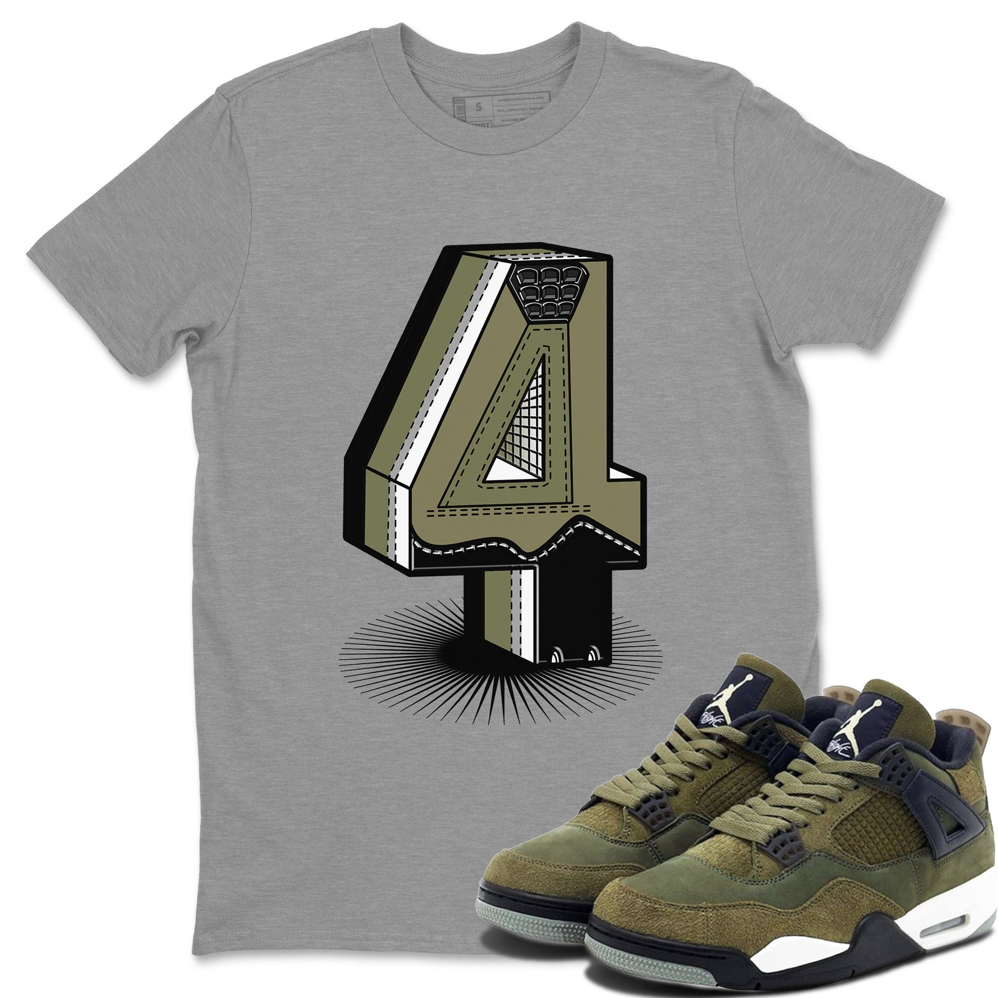 AJ4 Medium Olive shirt to match jordans Number Statue sneaker tees Air Jordan 4 Medium Olive SNRT Sneaker Release Tees Unisex Heather Grey 1 T-Shirt