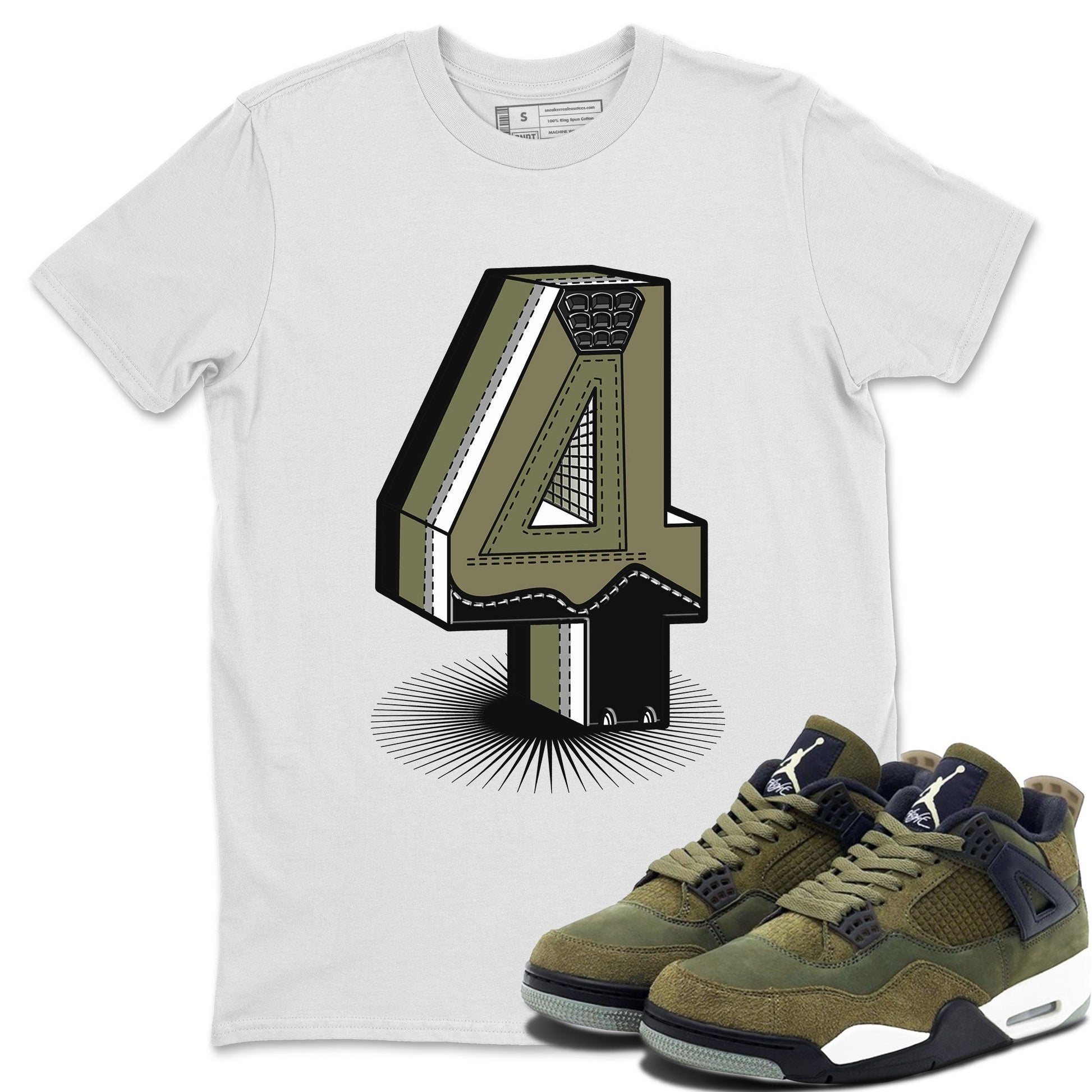 AJ4 Medium Olive shirt to match jordans Number Statue sneaker tees Air Jordan 4 Medium Olive SNRT Sneaker Release Tees Unisex White 1 T-Shirt