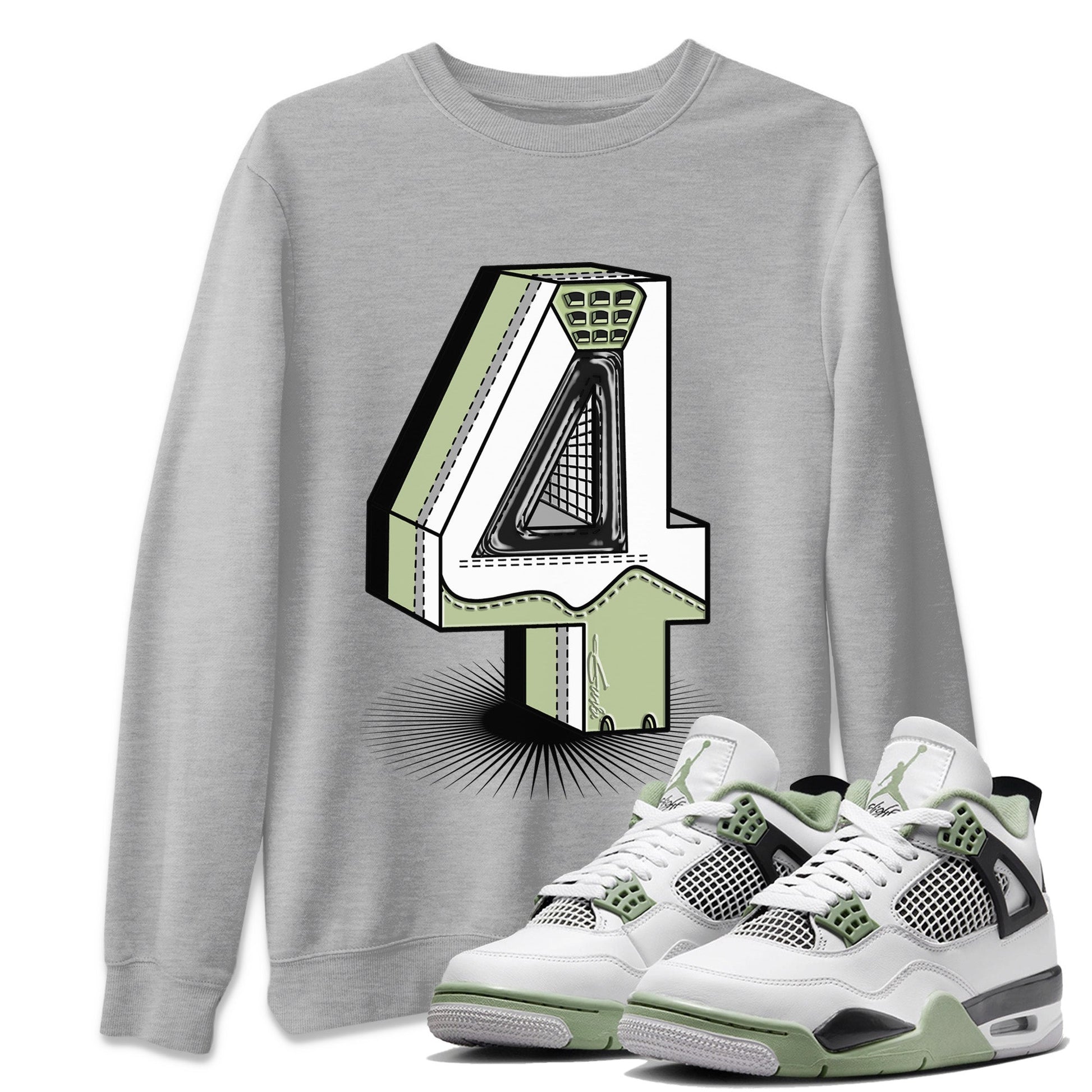 Jordan 4 Seafoam Sneaker Match Tees Number Statue Sneaker Tees Jordan 4 Seafoam Sneaker Release Tees Unisex Shirts