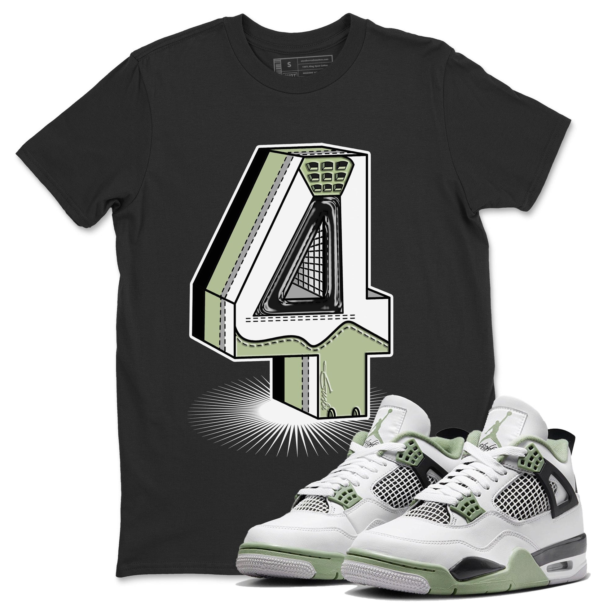 Jordan 4 Seafoam Sneaker Match Tees Number Statue Sneaker Tees Jordan 4 Seafoam Sneaker Release Tees Unisex Shirts