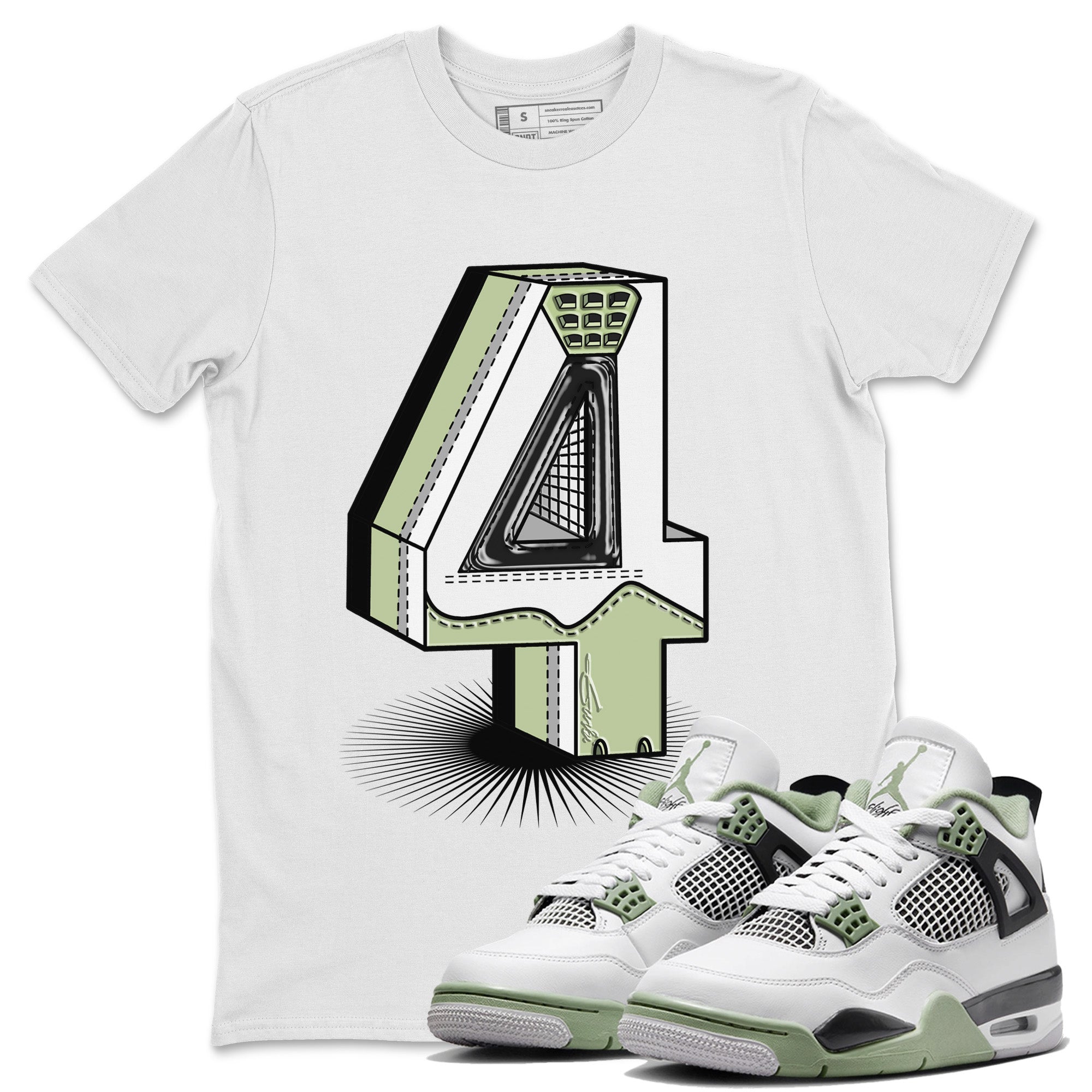 Jordan 4 Seafoam Sneaker Match Tees Number Statue Sneaker Tees Jordan 4 Seafoam Sneaker Release Tees Unisex Shirts