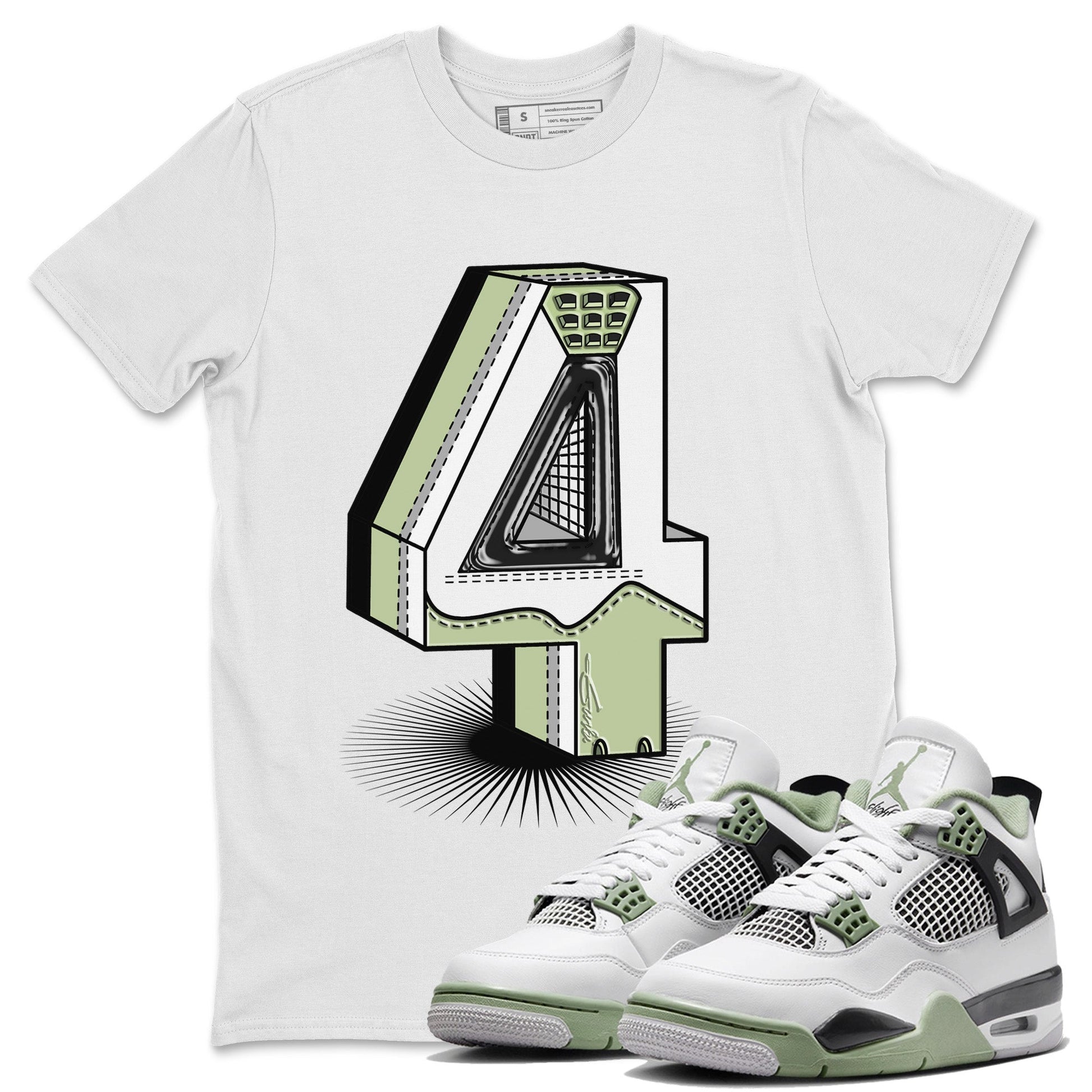 Jordan 4 Seafoam Sneaker Match Tees Number Statue Sneaker Tees Jordan 4 Seafoam Sneaker Release Tees Unisex Shirts