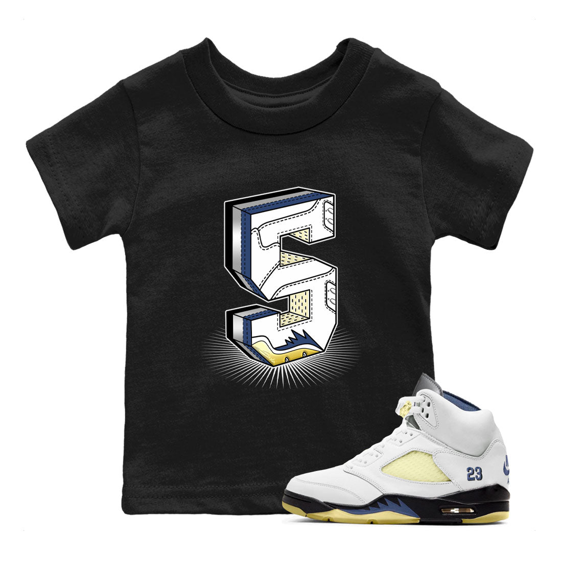 Air Jordan 5 A Ma Maniere x Photon Dust shirt to match jordans Number Statue sneaker matching t-shirt Air Jordan 5 x A Ma Maniere "Dawn" SNRT Release Tees Baby Toddler Black 1 T-Shirt