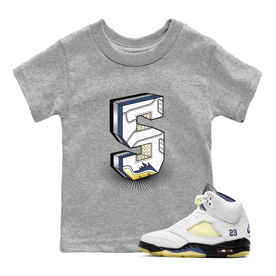 Air Jordan 5 A Ma Maniere x Photon Dust shirt to match jordans Number Statue sneaker matching t-shirt Air Jordan 5 x A Ma Maniere "Dawn" SNRT Release Tees Baby Toddler Heather Grey 1 T-Shirt