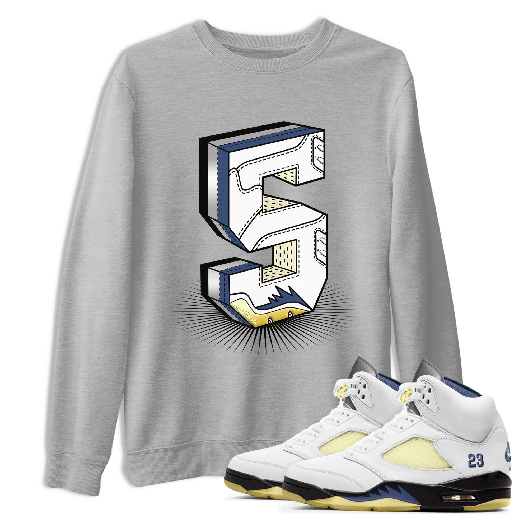 Air Jordan 5 A Ma Maniere x Photon Dust shirt to match jordans Number Statue sneaker matching t-shirt Air Jordan 5 x A Ma Maniere "Dawn" SNRT Release Tees Unisex Heather Grey 1 T-Shirt