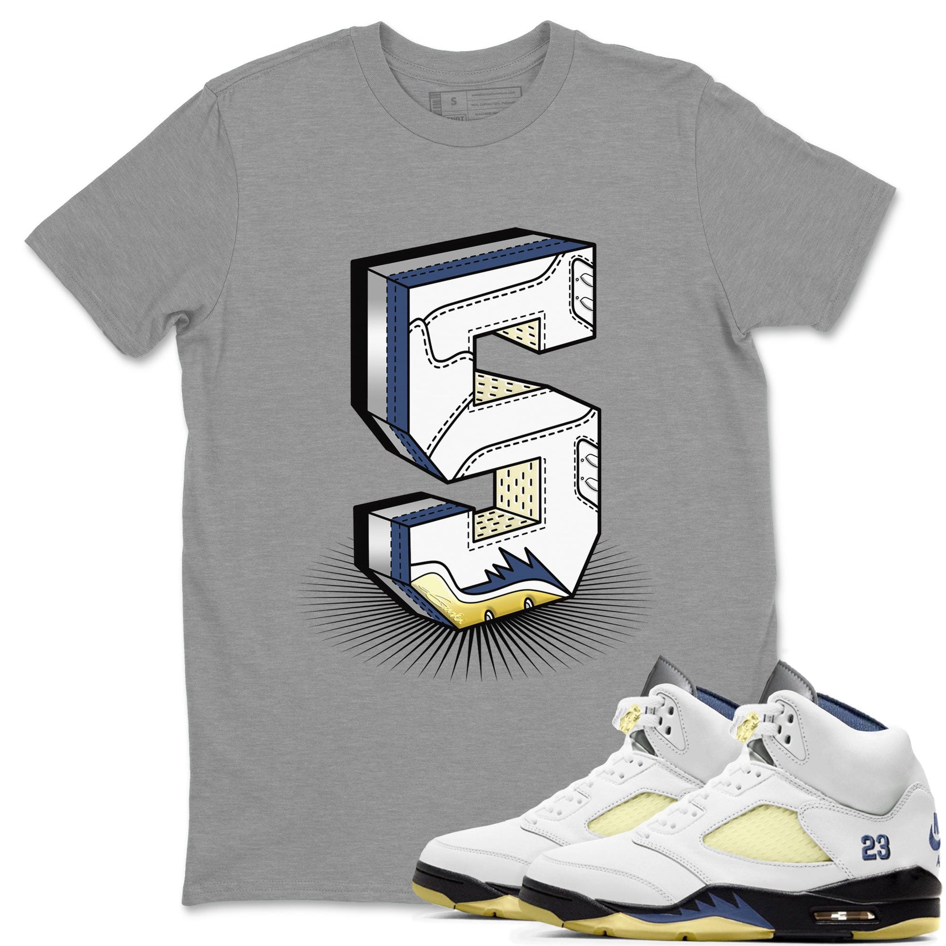 Air Jordan 5 A Ma Maniere x Photon Dust shirt to match jordans Number Statue sneaker matching t-shirt Air Jordan 5 x A Ma Maniere "Dawn" SNRT Release Tees Unisex Heather Grey 1 T-Shirt