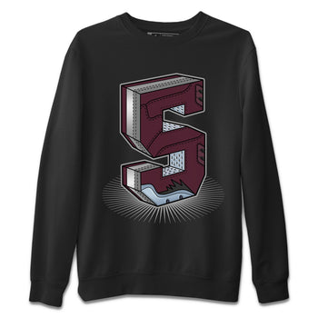 Air Jordan 5 Burgundy Sneaker Match Tees Number Statue Sneaker Tees AJ5 Burgundy Sneaker Release Tees Unisex Shirts Black 2