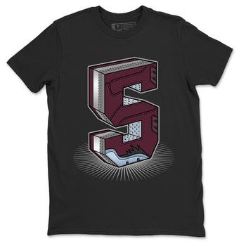 Air Jordan 5 Burgundy Sneaker Match Tees Number Statue Sneaker Tees AJ5 Burgundy Sneaker Release Tees Unisex Shirts Black 2