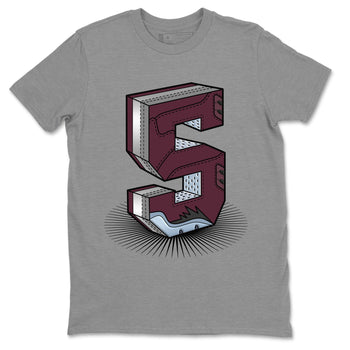 Air Jordan 5 Burgundy Sneaker Match Tees Number Statue Sneaker Tees AJ5 Burgundy Sneaker Release Tees Unisex Shirts Heather Grey 2
