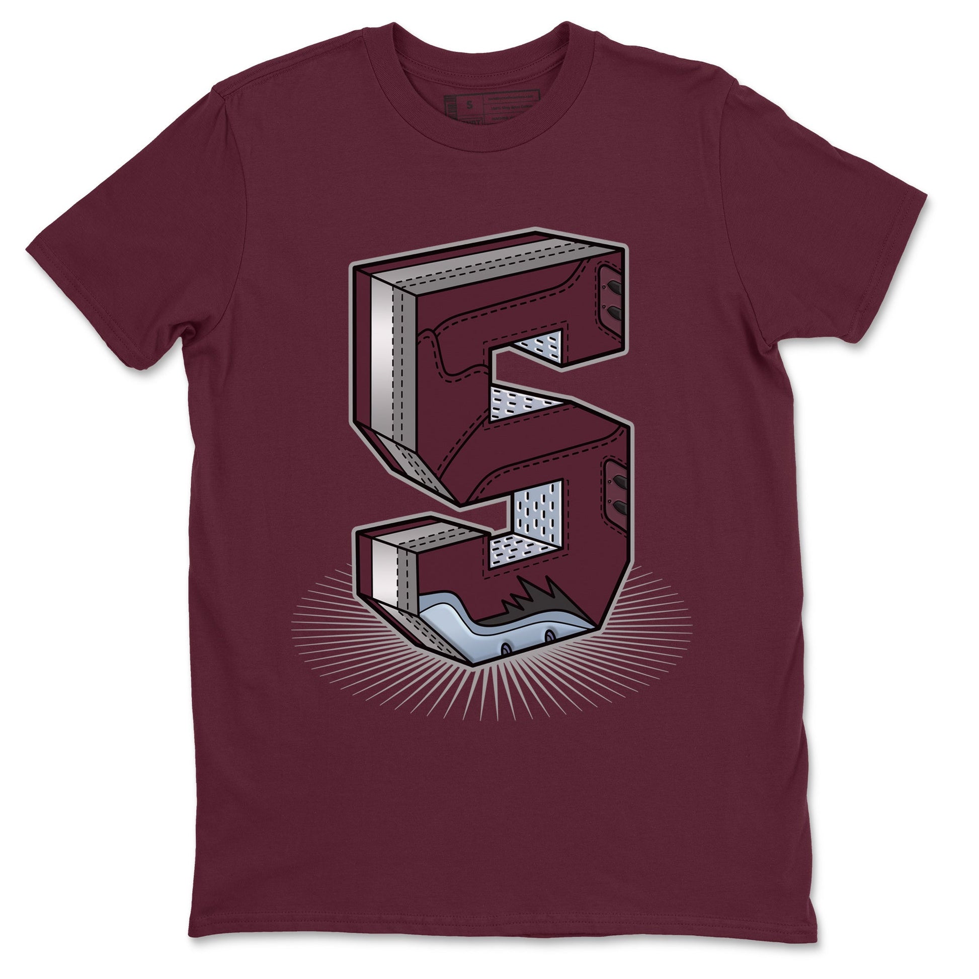 Air Jordan 5 Burgundy Sneaker Match Tees Number Statue Sneaker Tees AJ5 Burgundy Sneaker Release Tees Unisex Shirts Maroon 2