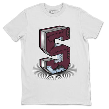 Air Jordan 5 Burgundy Sneaker Match Tees Number Statue Sneaker Tees AJ5 Burgundy Sneaker Release Tees Unisex Shirts White 2