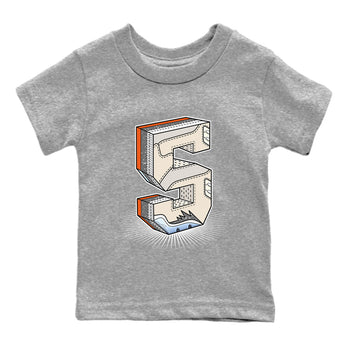 Air Jordan 5 Craft Sneaker Match Tees Number Statue Sneaker Tees Air Jordan 5 Craft Shirt Kids Shirts Heather Grey 2