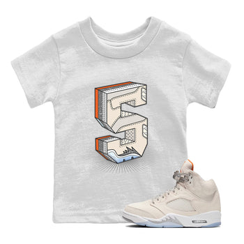 Air Jordan 5 Craft Sneaker Match Tees Number Statue Sneaker Tees Air Jordan 5 Craft Shirt Kids Shirts White 1