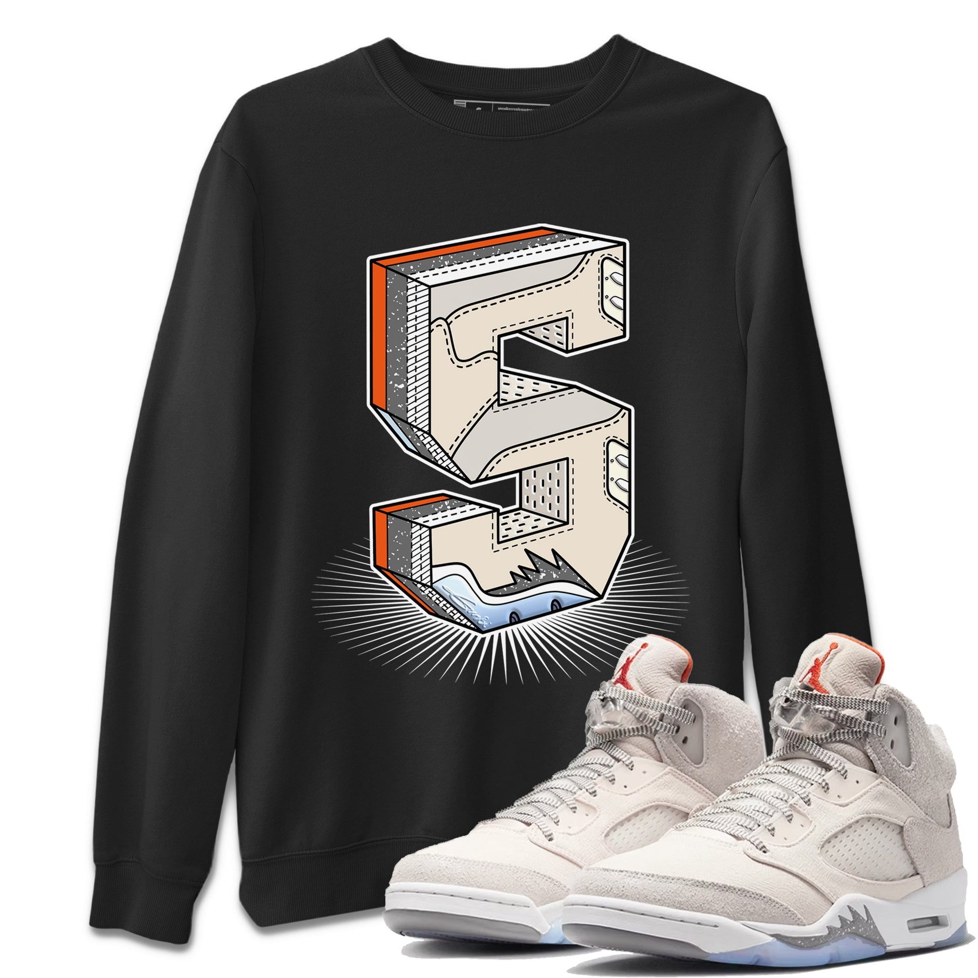 Air Jordan 5 Craft Sneaker Match Tees Number Statue Sneaker Tees Air Jordan 5 Craft Shirt Unisex Shirts Black 1