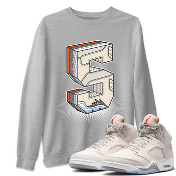 Air Jordan 5 Craft Sneaker Match Tees Number Statue Sneaker Tees Air Jordan 5 Craft Shirt Unisex Shirts Heather Grey 1