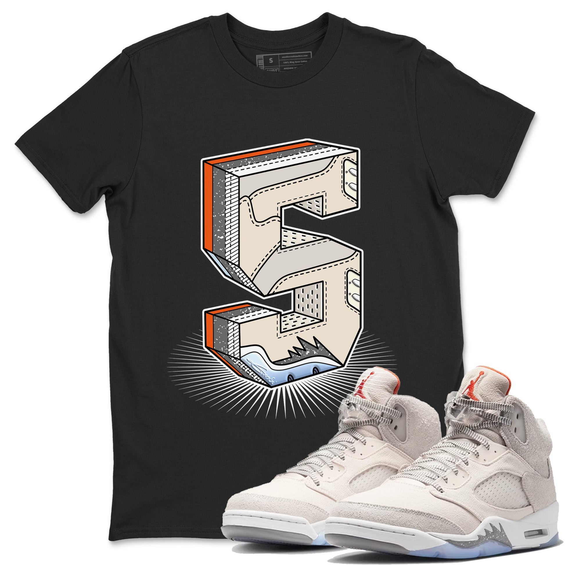 Air Jordan 5 Craft Sneaker Match Tees Number Statue Sneaker Tees Air Jordan 5 Craft Shirt Unisex Shirts Black 1