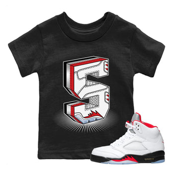 Jordan 5 Fire Red Sneaker Match Tees Number Statue Sneaker Tees Jordan 5 Fire Red Sneaker Release Tees Kids Shirts