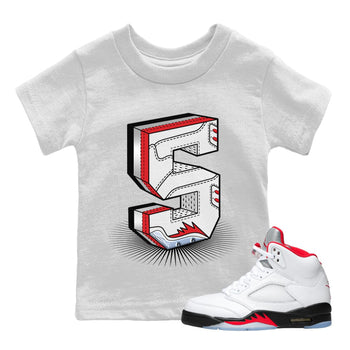 Jordan 5 Fire Red Sneaker Match Tees Number Statue Sneaker Tees Jordan 5 Fire Red Sneaker Release Tees Kids Shirts