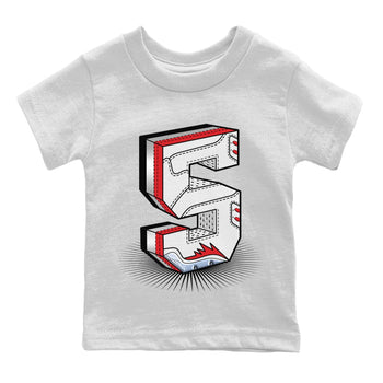 Jordan 5 Fire Red Sneaker Match Tees Number Statue Sneaker Tees Jordan 5 Fire Red Sneaker Release Tees Kids Shirts