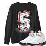 Jordan 5 Fire Red Sneaker Match Tees Number Statue Sneaker Tees Jordan 5 Fire Red Sneaker Release Tees Unisex Shirts