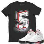 Jordan 5 Fire Red Sneaker Match Tees Number Statue Sneaker Tees Jordan 5 Fire Red Sneaker Release Tees Unisex Shirts