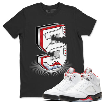 Jordan 5 Fire Red Sneaker Match Tees Number Statue Sneaker Tees Jordan 5 Fire Red Sneaker Release Tees Unisex Shirts