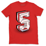 Jordan 5 Fire Red Sneaker Match Tees Number Statue Sneaker Tees Jordan 5 Fire Red Sneaker Release Tees Unisex Shirts