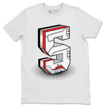 Jordan 5 Fire Red Sneaker Match Tees Number Statue Sneaker Tees Jordan 5 Fire Red Sneaker Release Tees Unisex Shirts