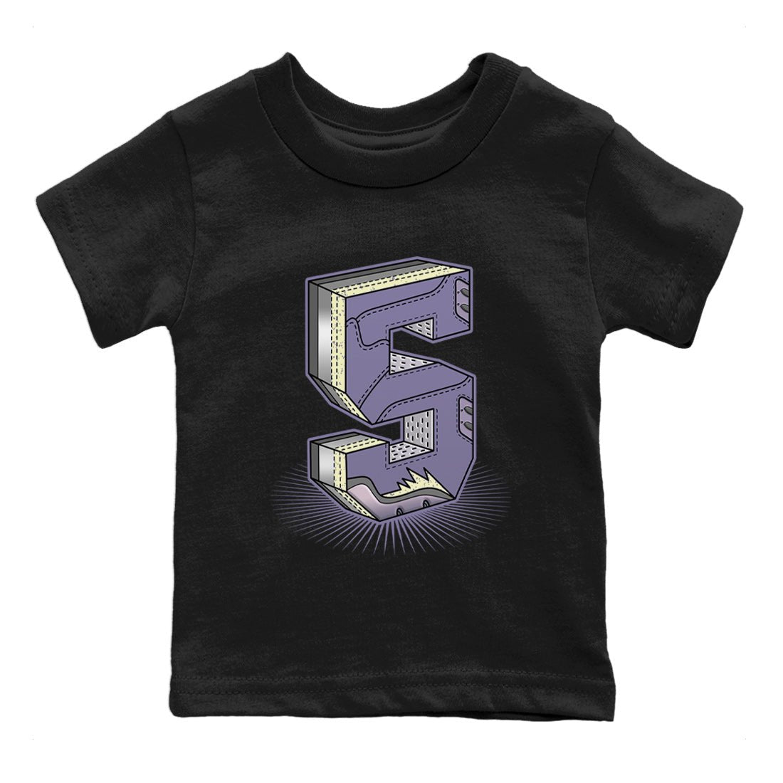 Air Jordan 5 Indigo Haze Sneaker Match Tees Number Statue Sneaker Tees 5s Indigo Haze Sneaker Release Tees Kids Shirts Black 2