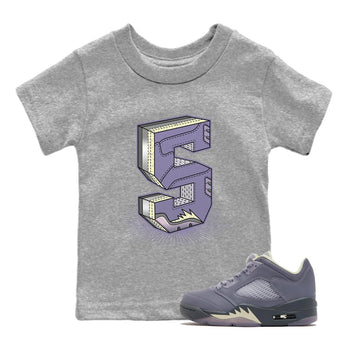 Air Jordan 5 Indigo Haze Sneaker Match Tees Number Statue Sneaker Tees 5s Indigo Haze Sneaker Release Tees Kids Shirts Heather Grey 1