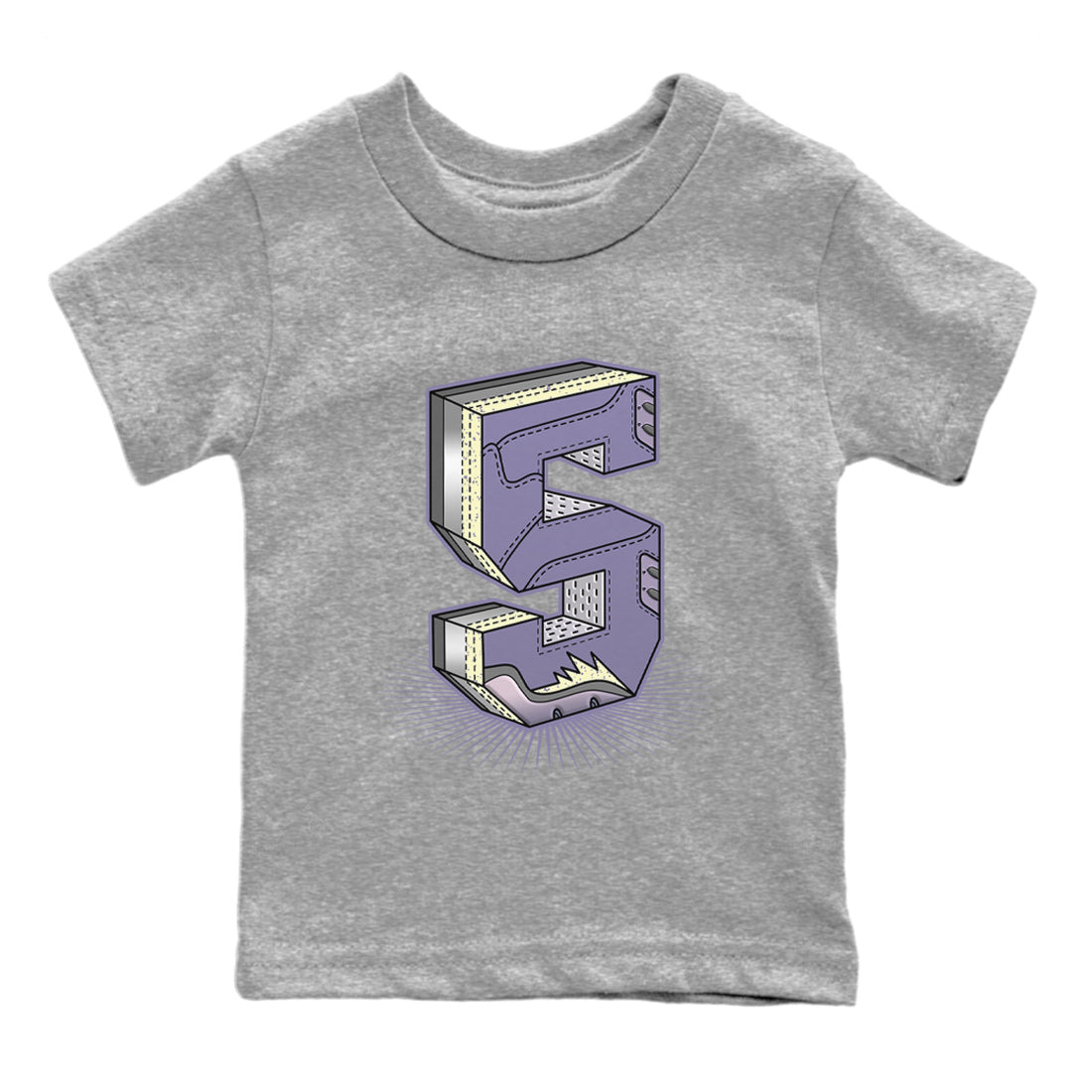 Air Jordan 5 Indigo Haze Sneaker Match Tees Number Statue Sneaker Tees 5s Indigo Haze Sneaker Release Tees Kids Shirts Heather Grey 2