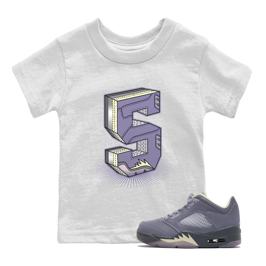 Air Jordan 5 Indigo Haze Sneaker Match Tees Number Statue Sneaker Tees 5s Indigo Haze Sneaker Release Tees Kids Shirts White 1