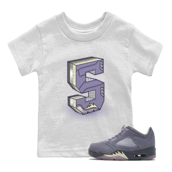 Air Jordan 5 Indigo Haze Sneaker Match Tees Number Statue Sneaker Tees 5s Indigo Haze Sneaker Release Tees Kids Shirts White 1