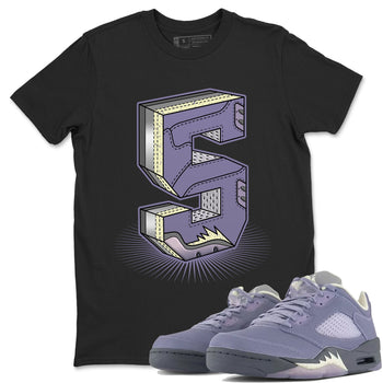 Air Jordan 5 Indigo Haze Sneaker Match Tees Number Statue Sneaker Tees 5s Indigo Haze Sneaker Release Tees Unisex Shirts Black 1