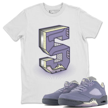 Air Jordan 5 Indigo Haze Sneaker Match Tees Number Statue Sneaker Tees 5s Indigo Haze Sneaker Release Tees Unisex Shirts White 1