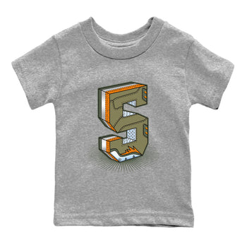 5s Olive shirt to match jordans Number Statue sneaker tees Air Jordan 5 Olive SNRT sneaker release tees baby toddler Heather Grey 2 cotton Shirt