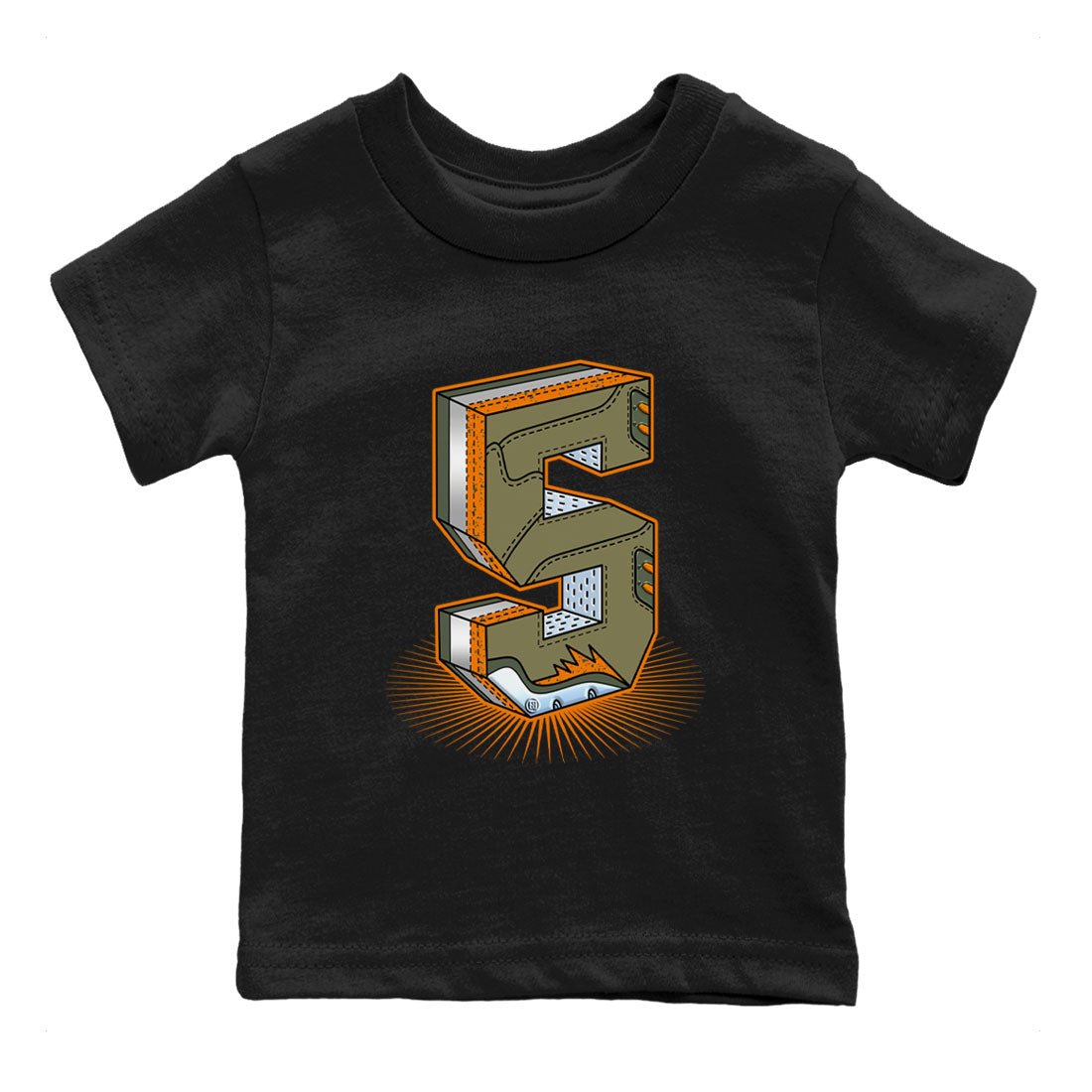 5s Olive shirt to match jordans Number Statue sneaker tees Air Jordan 5 Olive SNRT sneaker release tees baby toddler Black 2 cotton Shirt