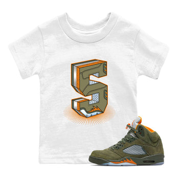 5s Olive shirt to match jordans Number Statue sneaker tees Air Jordan 5 Olive SNRT sneaker release tees baby toddler White 1 cotton Shirt