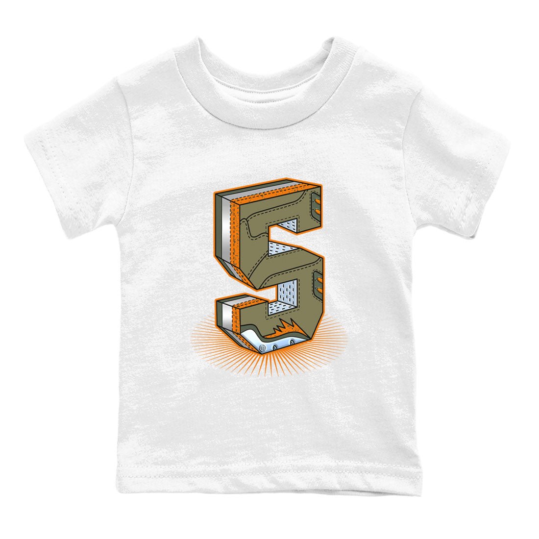 5s Olive shirt to match jordans Number Statue sneaker tees Air Jordan 5 Olive SNRT sneaker release tees baby toddler White 2 cotton Shirt
