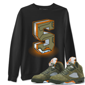 5s Olive shirt to match jordans Number Statue sneaker tees Air Jordan 5 Retro Olive SNRT Sneaker Release Tees unisex cotton Black 1 crew neck shirt