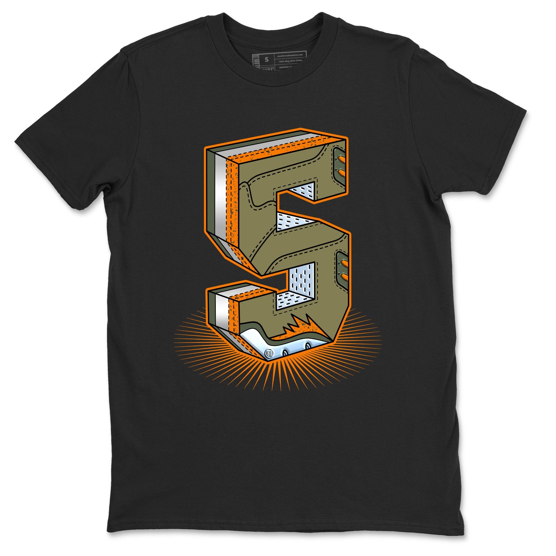 5s Olive shirt to match jordans Number Statue sneaker tees Air Jordan 5 Retro Olive SNRT Sneaker Release Tees unisex cotton Black 2 crew neck shirt