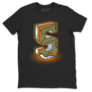 5s Olive shirt to match jordans Number Statue sneaker tees Air Jordan 5 Retro Olive SNRT Sneaker Release Tees unisex cotton Black 2 crew neck shirt