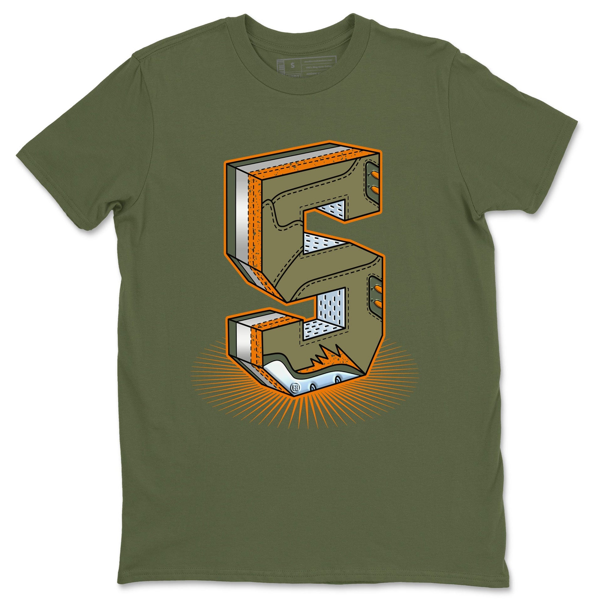 5s Olive shirt to match jordans Number Statue sneaker tees Air Jordan 5 Retro Olive SNRT Sneaker Release Tees unisex cotton Military Green 2 crew neck shirt