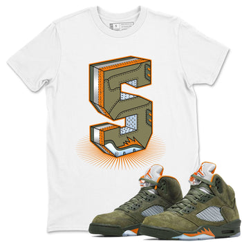 5s Olive shirt to match jordans Number Statue sneaker tees Air Jordan 5 Retro Olive SNRT Sneaker Release Tees unisex cotton White 1 crew neck shirt